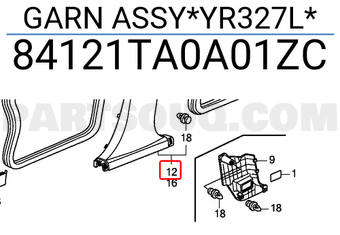 Honda 84121TA0A01ZC GARN ASSY*YR327L*