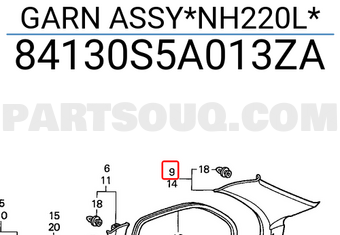 Honda 84130S5A013ZA GARN ASSY*NH220L*