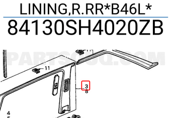 Honda 84130SH4020ZB LINING,R.RR*B46L*