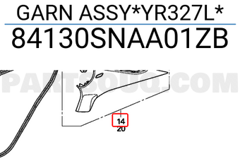 Honda 84130SNAA01ZB GARN ASSY*YR327L*