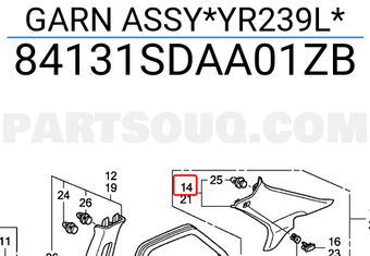 Honda 84131SDAA01ZB GARN ASSY*YR239L*