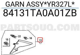 Honda 84131TA0A01ZB GARN ASSY*YR327L*