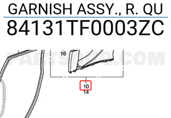 Honda 84131TF0003ZC GARNISH ASSY., R. QU