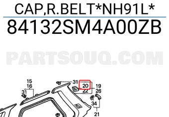Honda 84132SM4A00ZB CAP,R.BELT*NH91L*