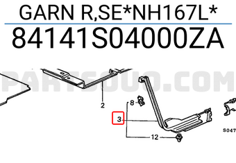 Honda 84141S04000ZA GARN R,SE*NH167L*