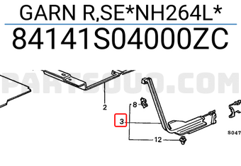 Honda 84141S04000ZC GARN R,SE*NH264L*