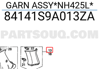 Honda 84141S9A013ZA GARN ASSY*NH425L*