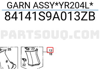 Honda 84141S9A013ZB GARN ASSY*YR204L*