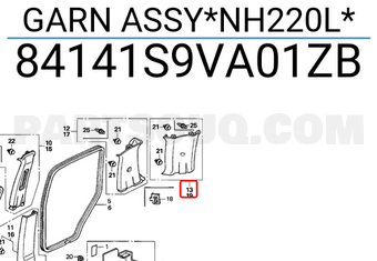 Honda 84141S9VA01ZB GARN ASSY*NH220L*