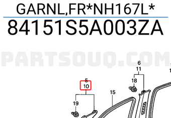 Honda 84151S5A003ZA GARNL,FR*NH167L*