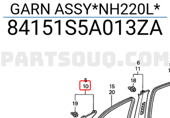 Honda 84151S5A013ZA GARN ASSY*NH220L*