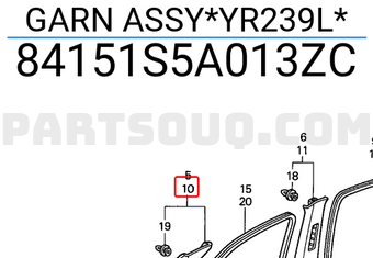 Honda 84151S5A013ZC GARN ASSY*YR239L*