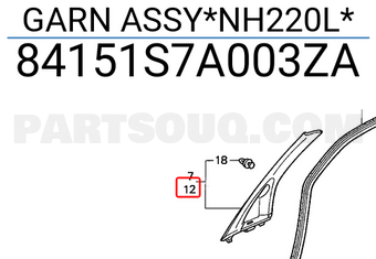 Honda 84151S7A003ZA GARN ASSY*NH220L*