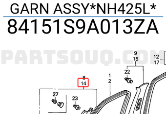 Honda 84151S9A013ZA GARN ASSY*NH425L*