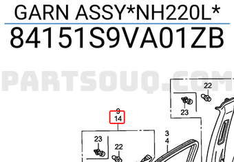 Honda 84151S9VA01ZB GARN ASSY*NH220L*