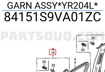 Honda 84151S9VA01ZC GARN ASSY*YR204L*