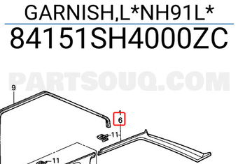 Honda 84151SH4000ZC GARNISH,L*NH91L*