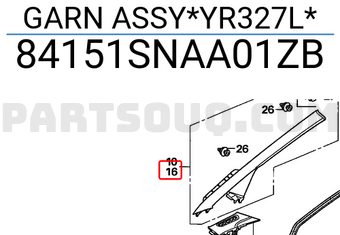 Honda 84151SNAA01ZB GARN ASSY*YR327L*