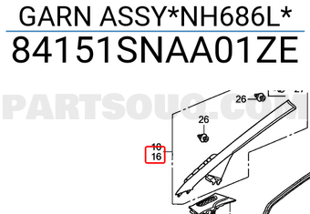 Honda 84151SNAA01ZE GARN ASSY*NH686L*