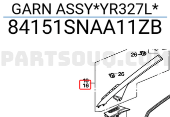 Honda 84151SNAA11ZB GARN ASSY*YR327L*