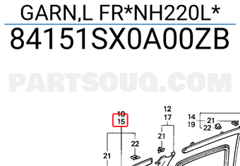 Honda 84151SX0A00ZB GARN,L FR*NH220L*