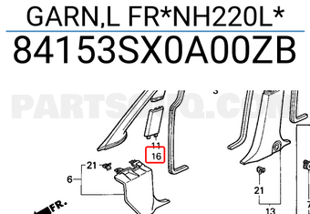 Honda 84153SX0A00ZB GARN,L FR*NH220L*