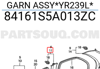 Honda 84161S5A013ZC GARN ASSY*YR239L*