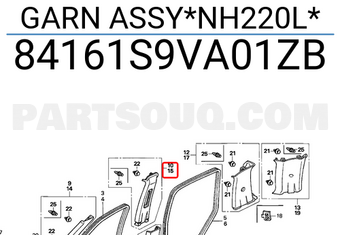 Honda 84161S9VA01ZB GARN ASSY*NH220L*