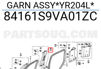 Honda 84161S9VA01ZC GARN ASSY*YR204L*