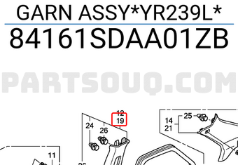 Honda 84161SDAA01ZB GARN ASSY*YR239L*
