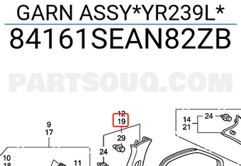 Honda 84161SEAN82ZB GARN ASSY*YR239L*