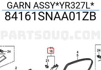 Honda 84161SNAA01ZB GARN ASSY*YR327L*
