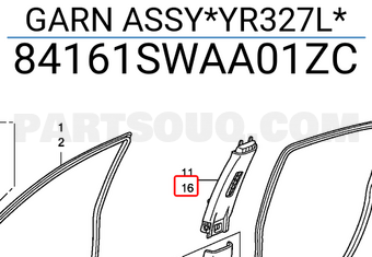 Honda 84161SWAA01ZC GARN ASSY*YR327L*