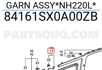 Honda 84161SX0A00ZB GARN ASSY*NH220L*