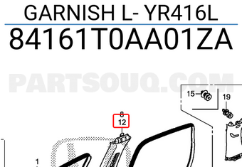 Honda 84161T0AA01ZA GARNISH L- YR416L