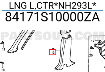 Honda 84171S10000ZA LNG L,CTR*NH293L*