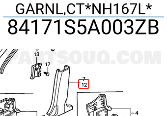 Honda 84171S5A003ZB GARNL,CT*NH167L*