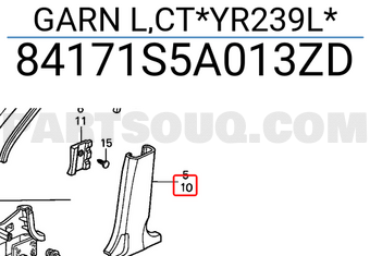 Honda 84171S5A013ZD GARN L,CT*YR239L*