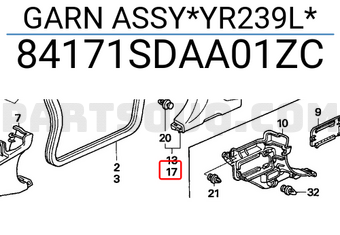 Honda 84171SDAA01ZC GARN ASSY*YR239L*