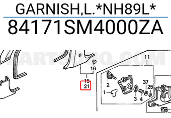 Honda 84171SM4000ZA GARNISH,L.*NH89L*