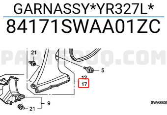 Honda 84171SWAA01ZC GARNASSY*YR327L*