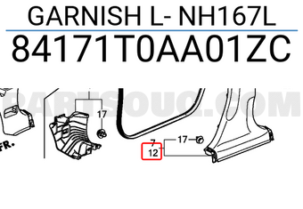 Honda 84171T0AA01ZC GARNISH L- NH167L