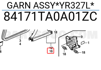 Honda 84171TA0A01ZC GARN ASSY*YR327L*