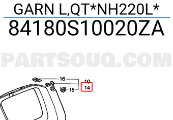 Honda 84180S10020ZA GARN L,QT*NH220L*