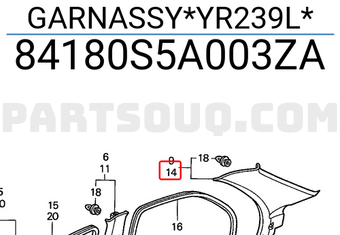 Honda 84180S5A003ZA GARNASSY*YR239L*