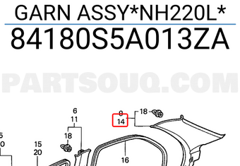 Honda 84180S5A013ZA GARN ASSY*NH220L*