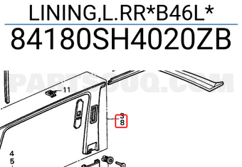 Honda 84180SH4020ZB LINING,L.RR*B46L*