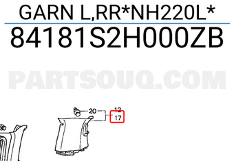 Honda 84181S2H000ZB GARN L,RR*NH220L*