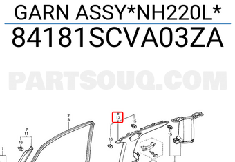 Honda 84181SCVA03ZA GARN ASSY*NH220L*