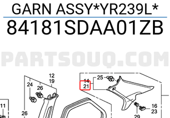 Honda 84181SDAA01ZB GARN ASSY*YR239L*